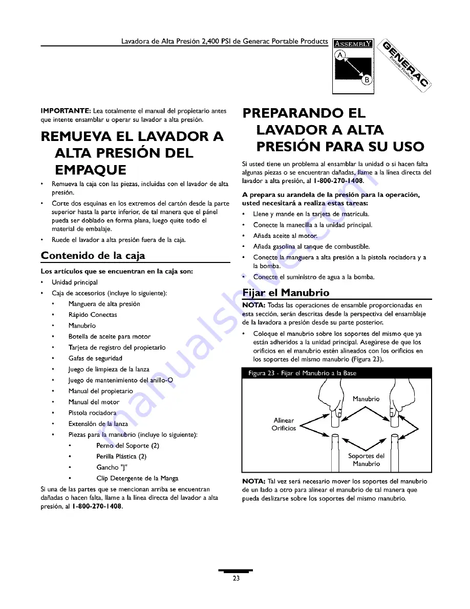 Generac Power Systems 1537-0 Owner'S Manual Download Page 23