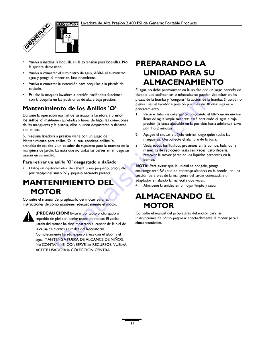 Generac Power Systems 1537-0 Owner'S Manual Download Page 32