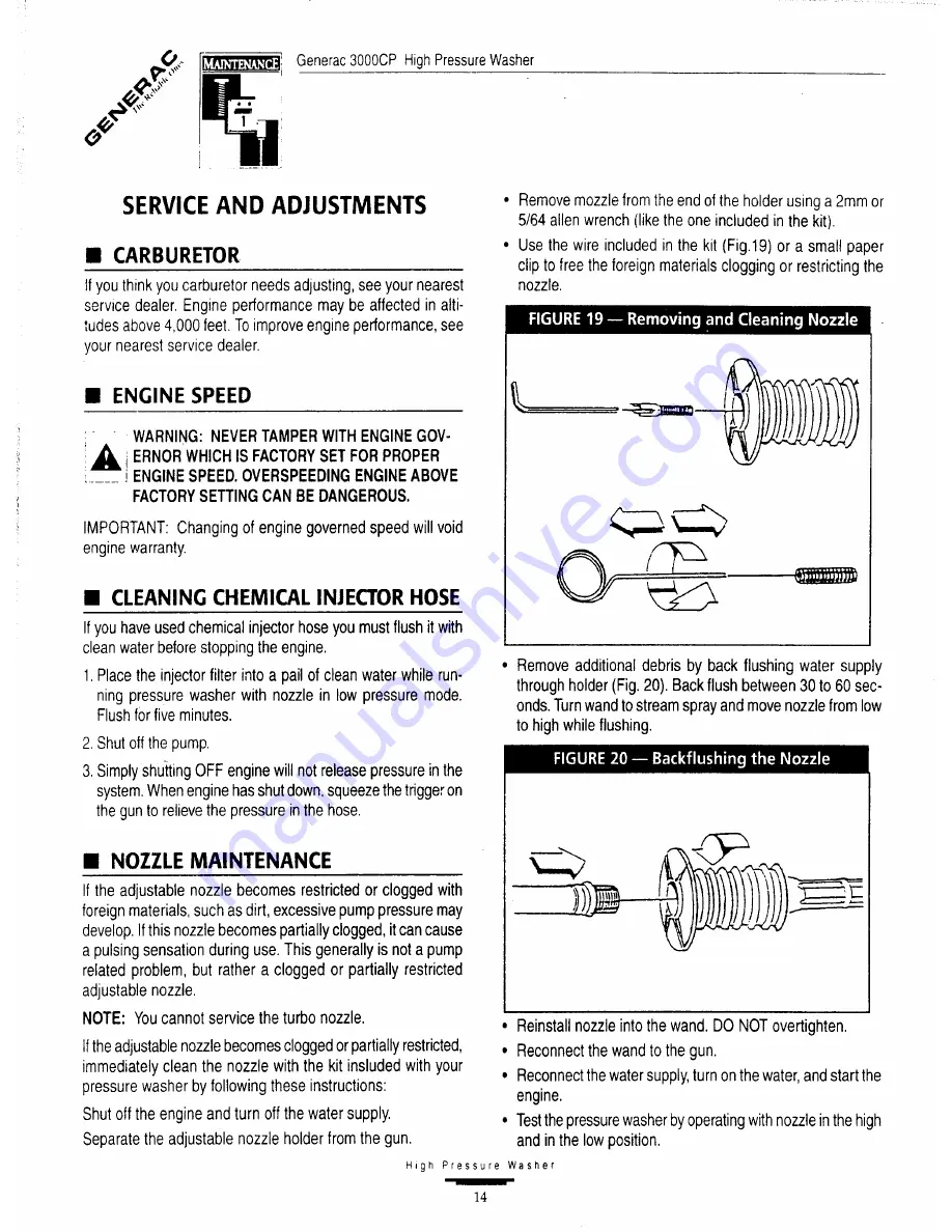 Generac Power Systems 3000CP Owner'S Manual Download Page 14