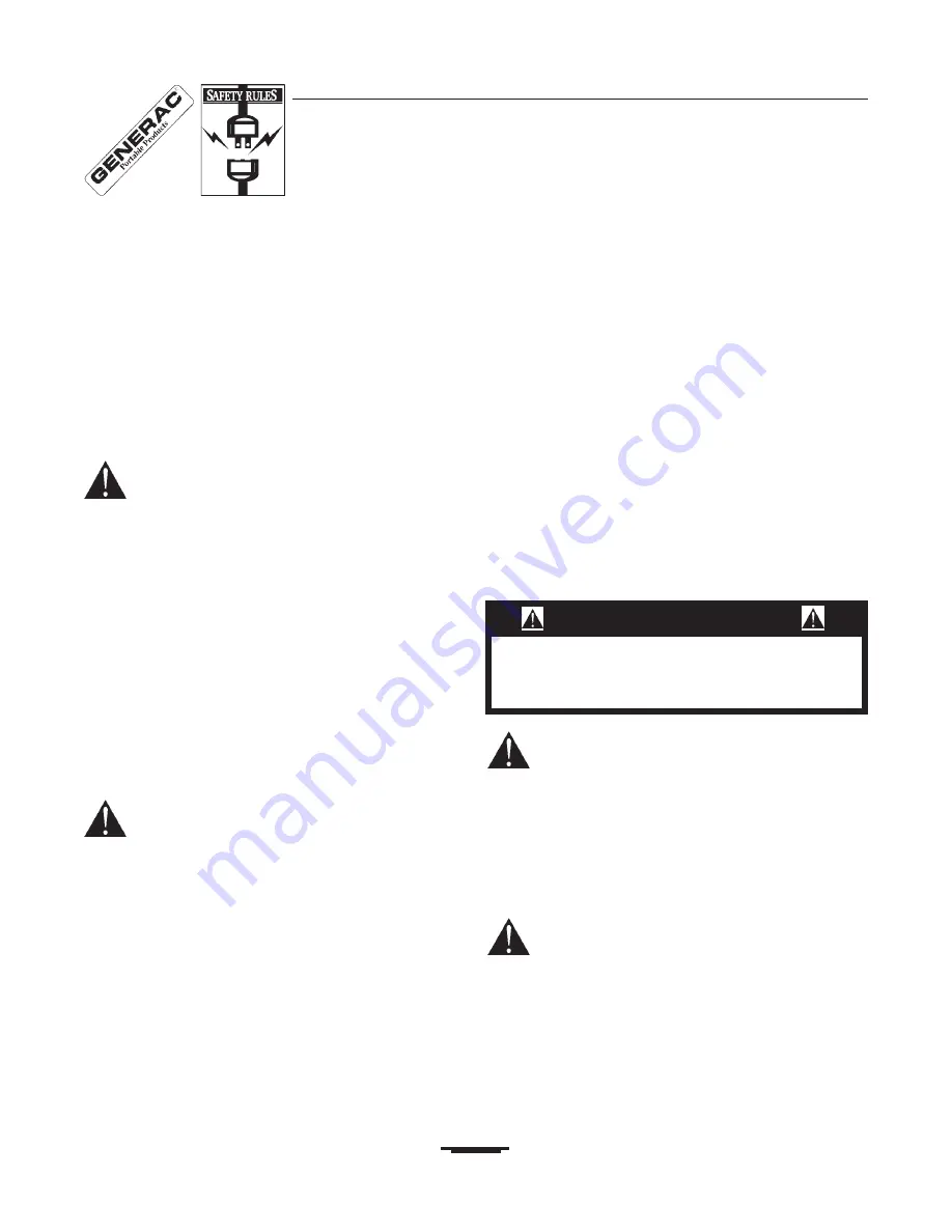 Generac Power Systems 7500EXL Rated watt Extended Life Generator Owner'S Manual Download Page 2