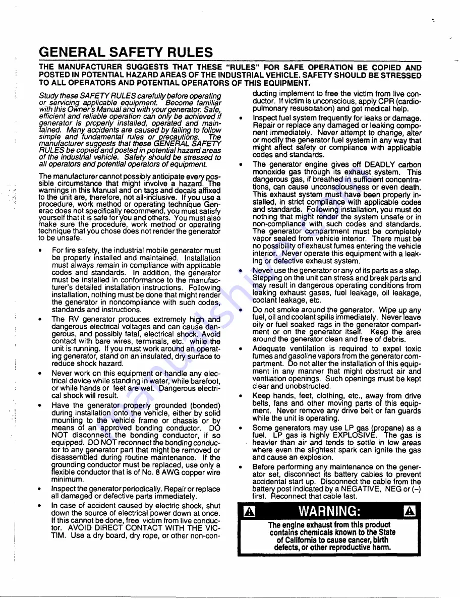 Generac Power Systems 9600-3 Owner'S Manual Download Page 2