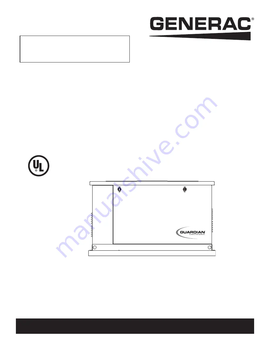 Generac Power Systems Guardian 005240 Скачать руководство пользователя страница 1