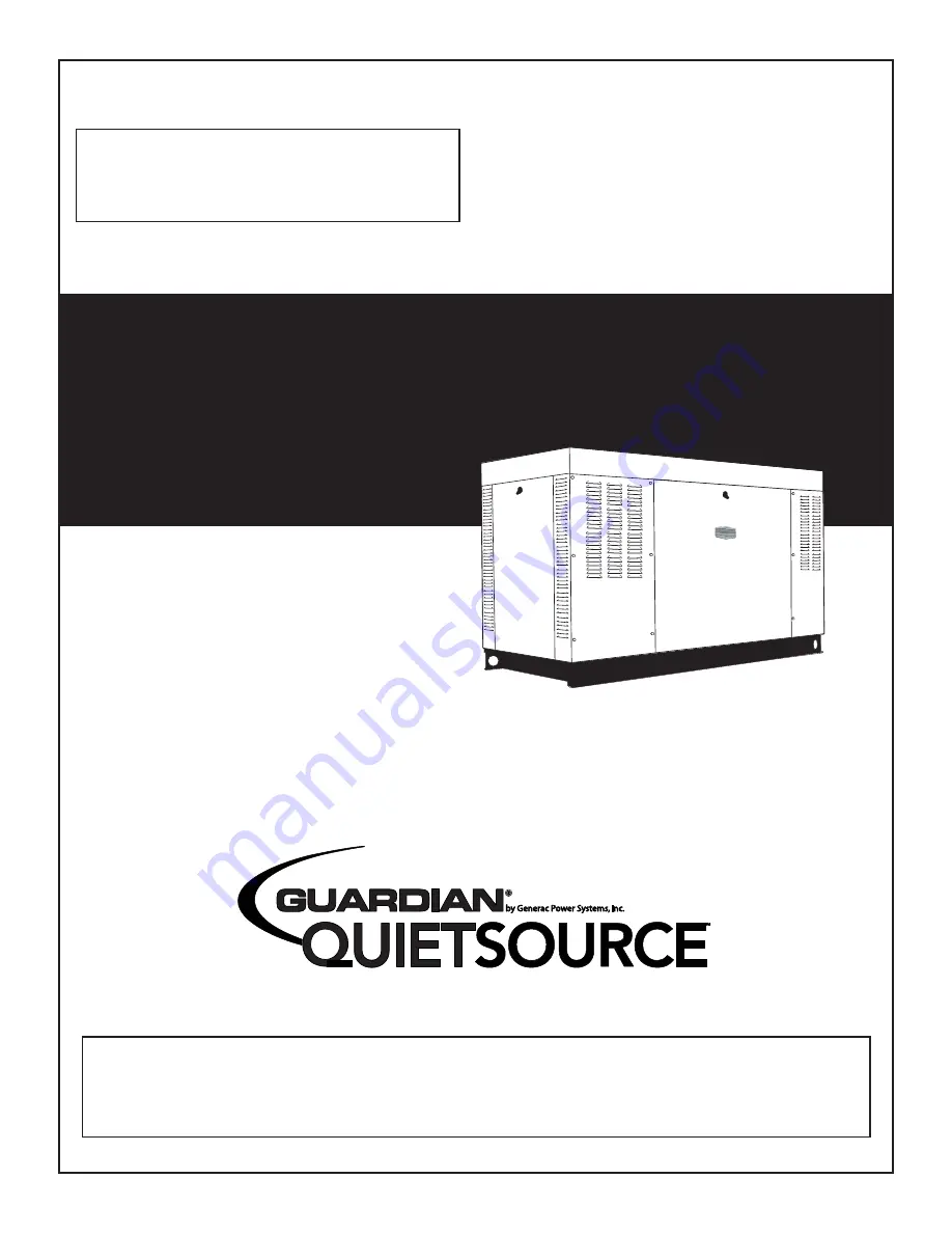 Generac Power Systems Guardian 005324-0 Owner'S Manual Download Page 1