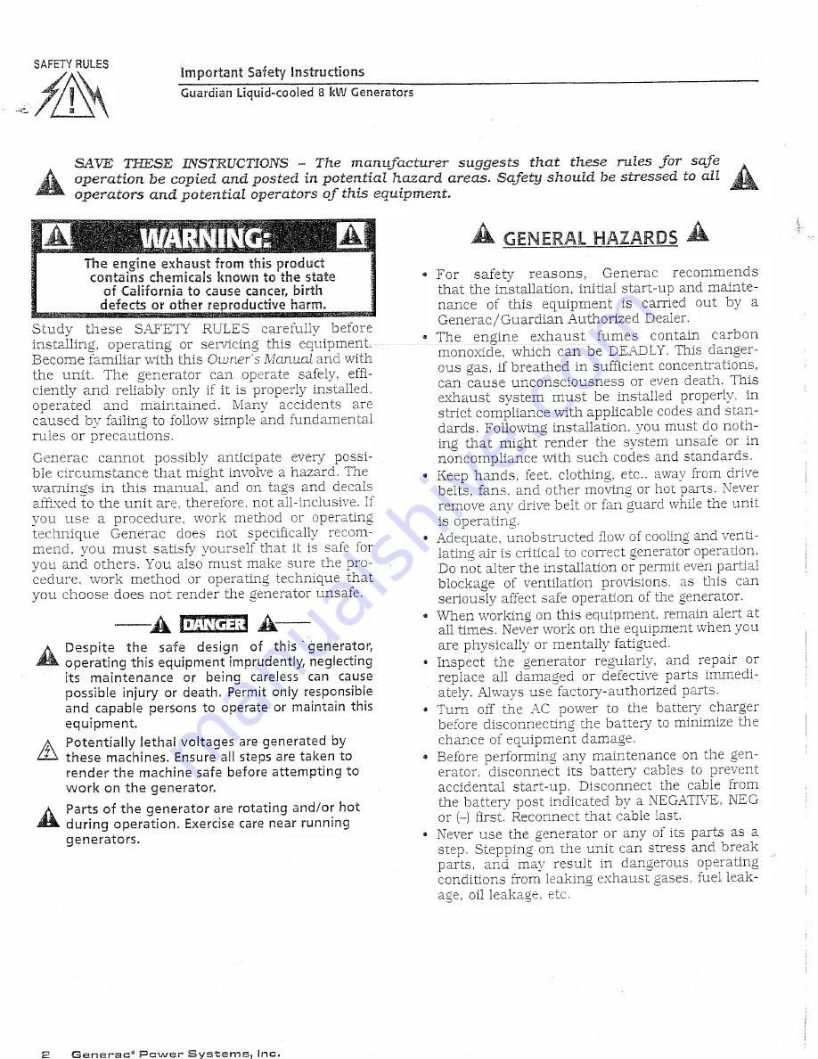 Generac Power Systems GUARDIAN 04136-0 Owner'S Manual Download Page 3