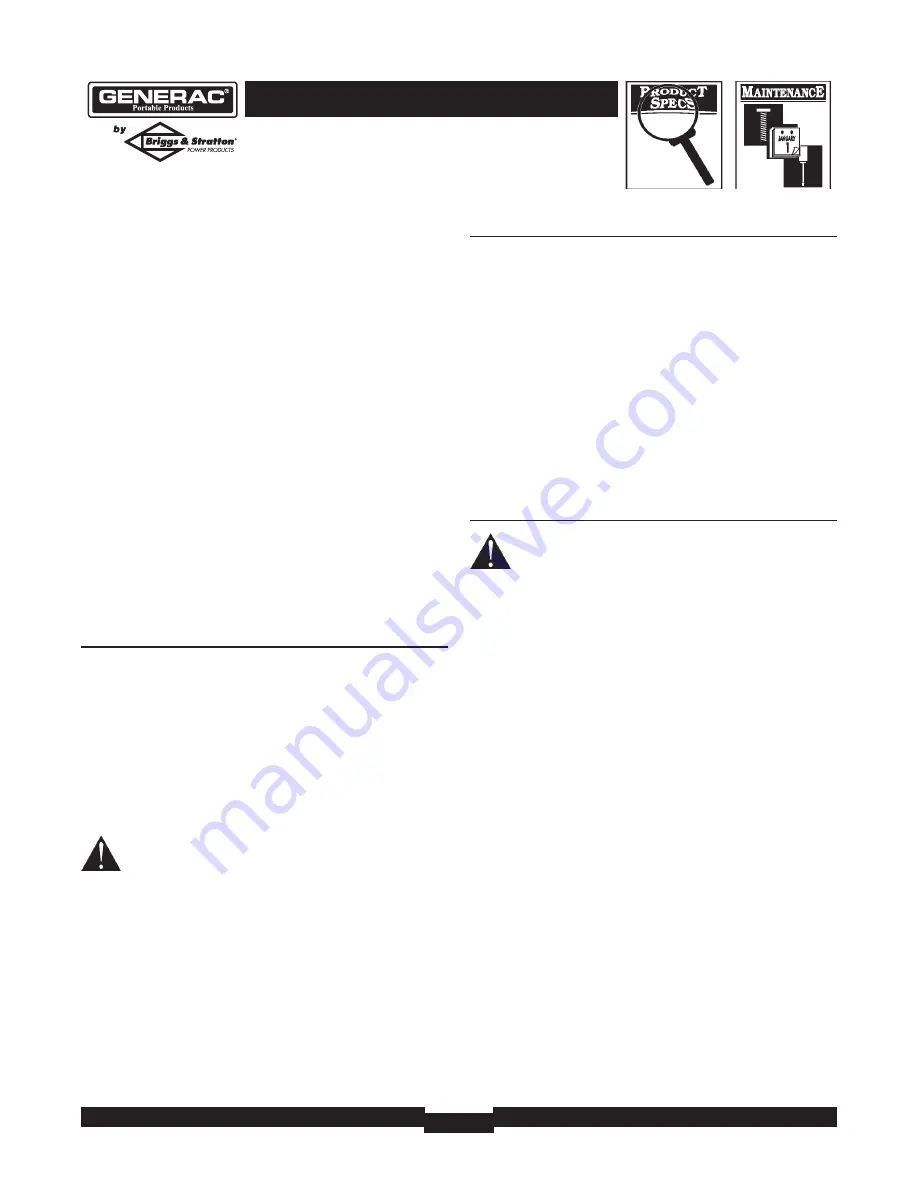 Generac Power Systems heavy duty geenrator 1654-0 Owner'S Manual Download Page 10