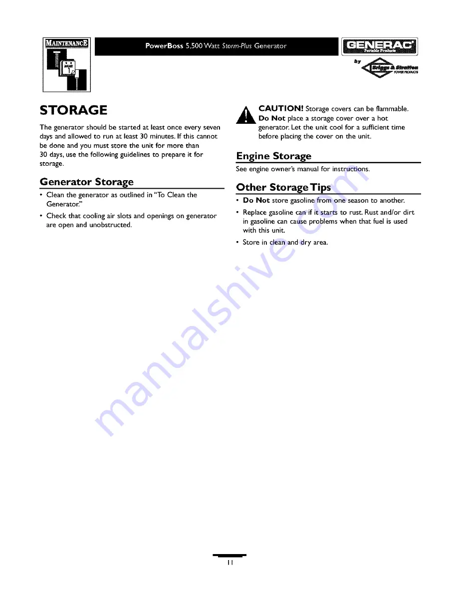 Generac Power Systems PowerBOSS Storm-Plus 1642-0 Скачать руководство пользователя страница 11