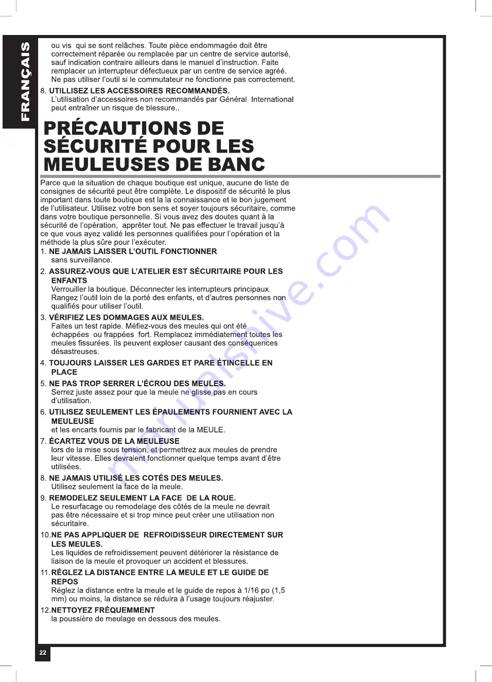 General International 15-855 M1 Setup & Operation Manual Download Page 22