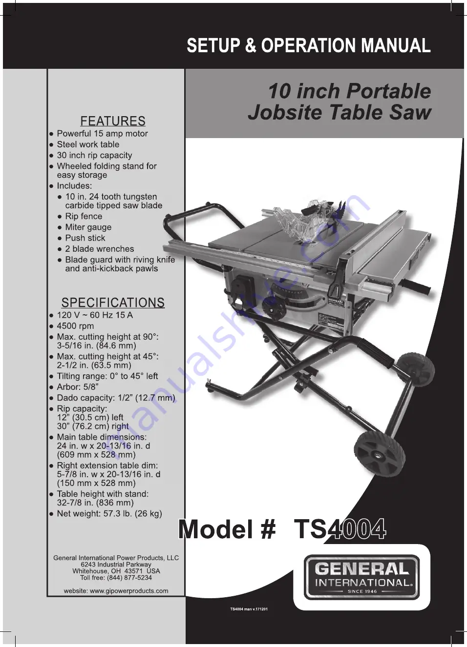 General International TS4004 Скачать руководство пользователя страница 1