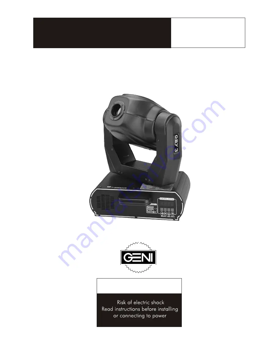 GENI MOVING HEAD OBY-3 User Manual Download Page 1