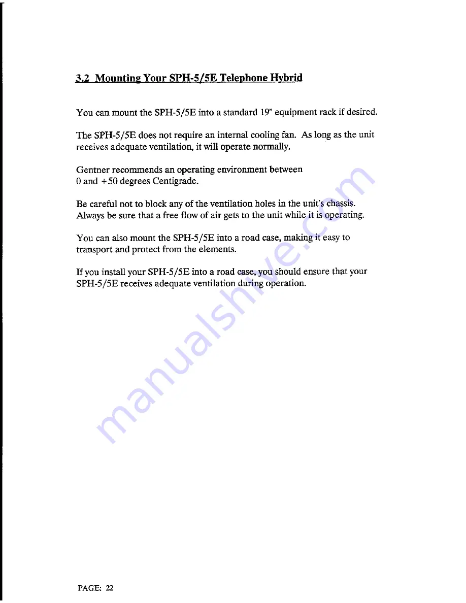 Genther SPH-5 Installation And Operation Manual Download Page 29