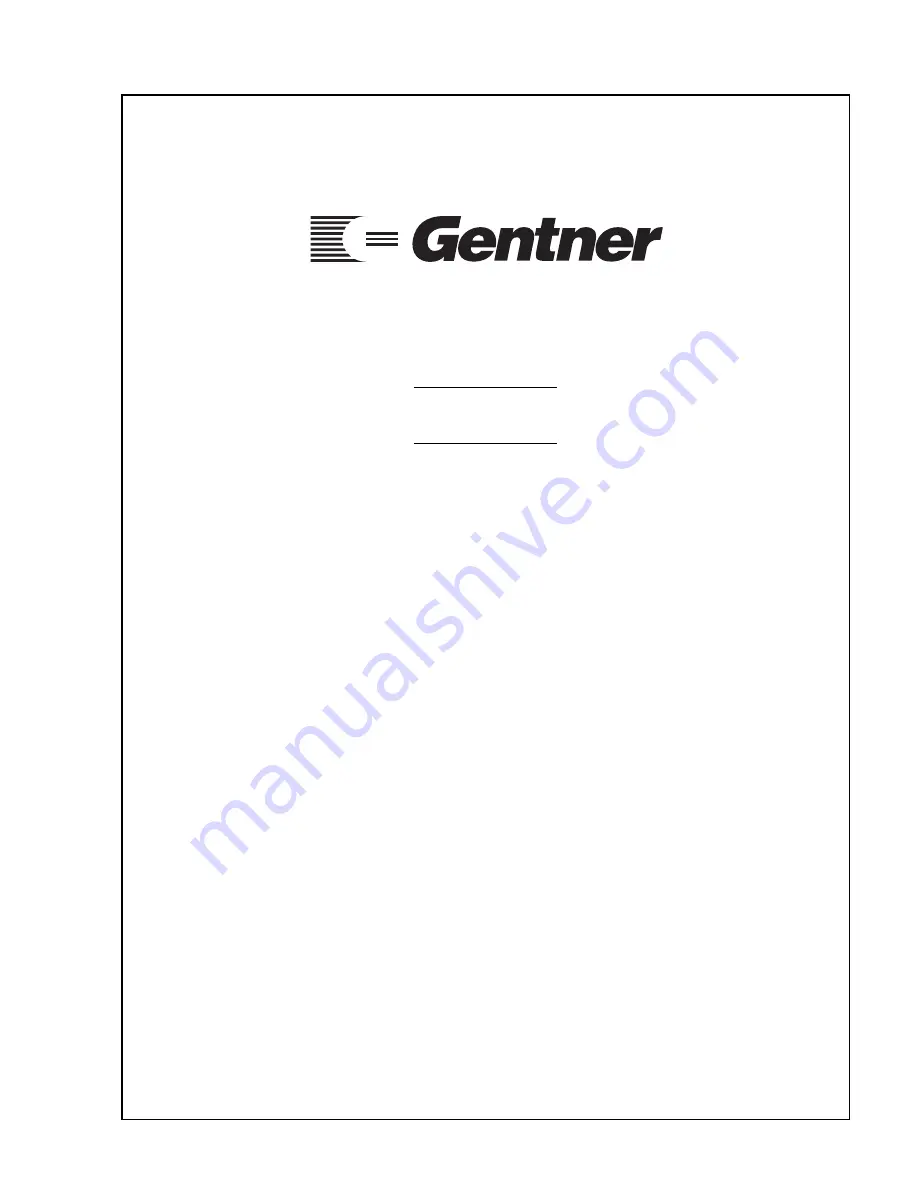 Gentner VRC2000 Installation And Operation Manual Download Page 1