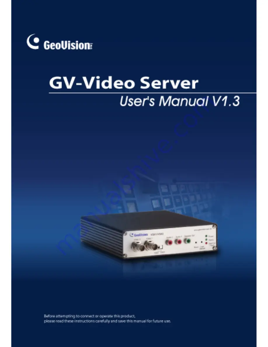 GeoVision VSV13-A-EN User Manual Download Page 1