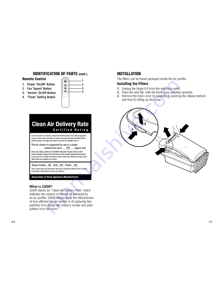 Germ Guardian Hygia 6.0 AC-6000 Use & Care Instructions Manual Download Page 4