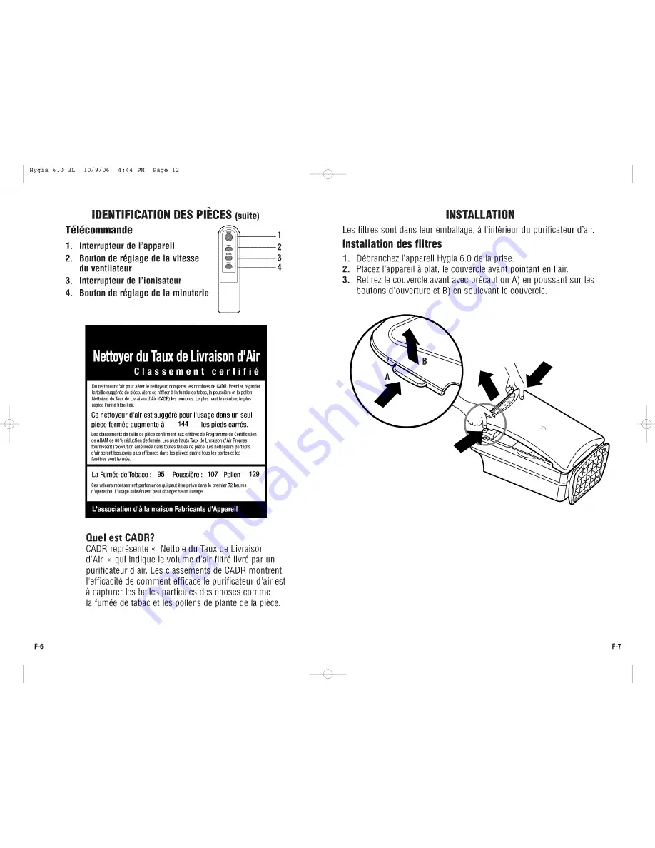 Germ Guardian Hygia 6.0 AC-6000 Use & Care Instructions Manual Download Page 13