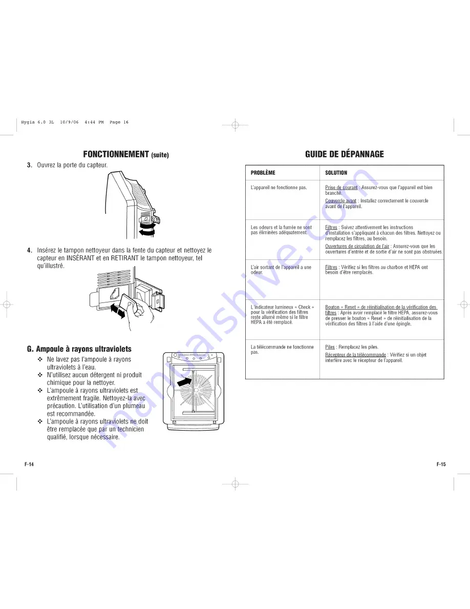 Germ Guardian Hygia 6.0 AC-6000 Use & Care Instructions Manual Download Page 17