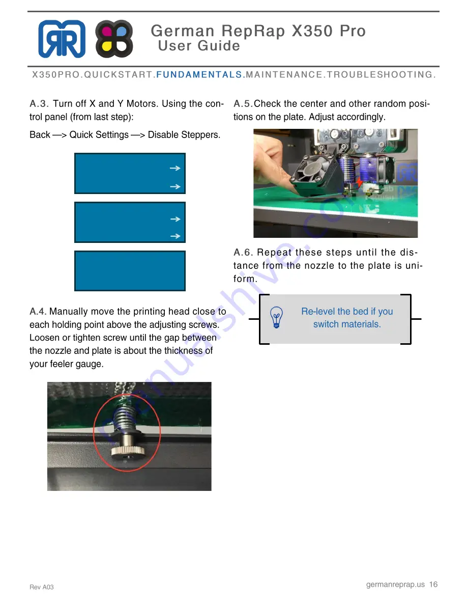 German RepRap x350pro User Manual Download Page 16