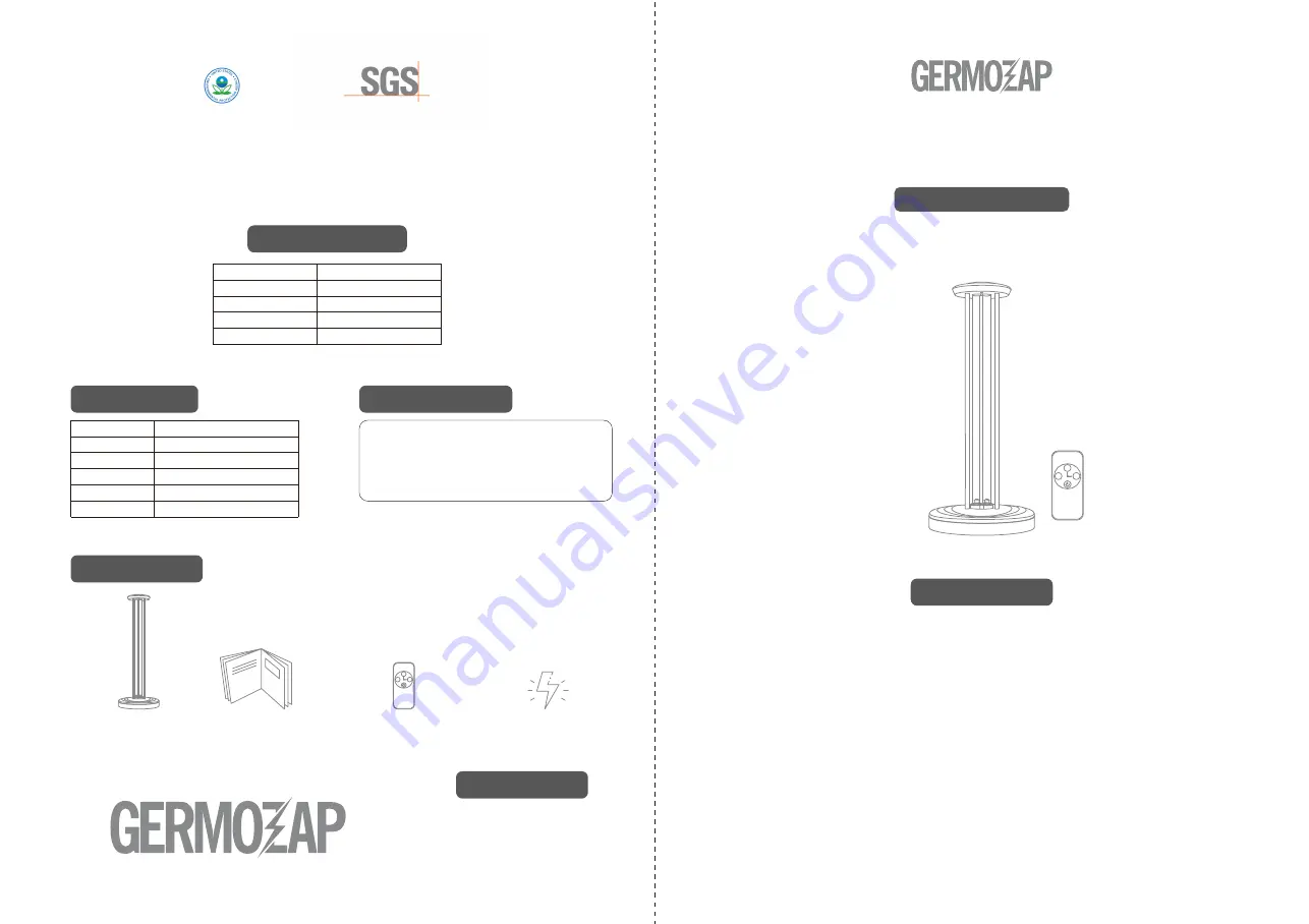 Germozap L100254 Instruction Manual Download Page 1