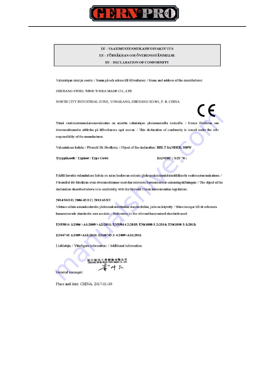 Gern Pro DAN0807 Instruction Manual Download Page 31