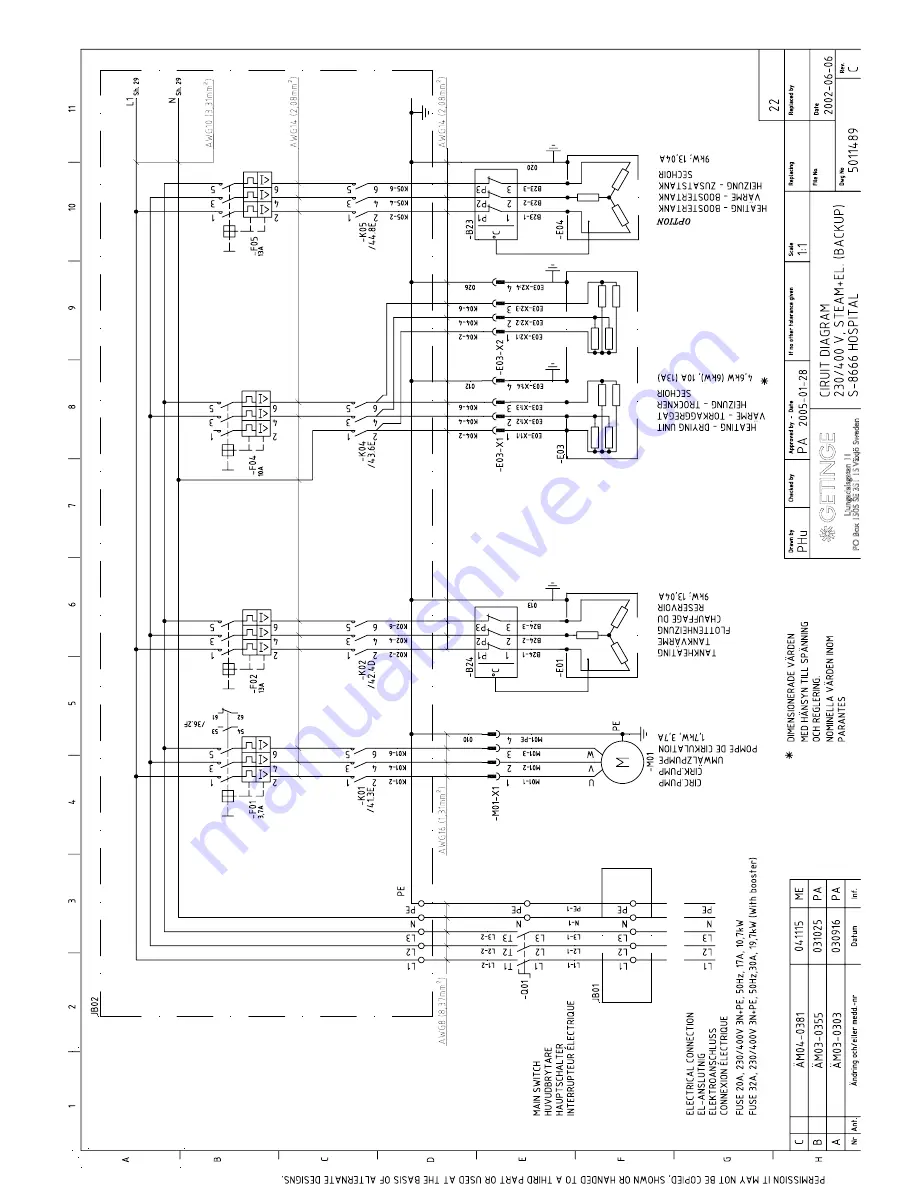 Getinge 86 SERIES Technical Manual Download Page 149