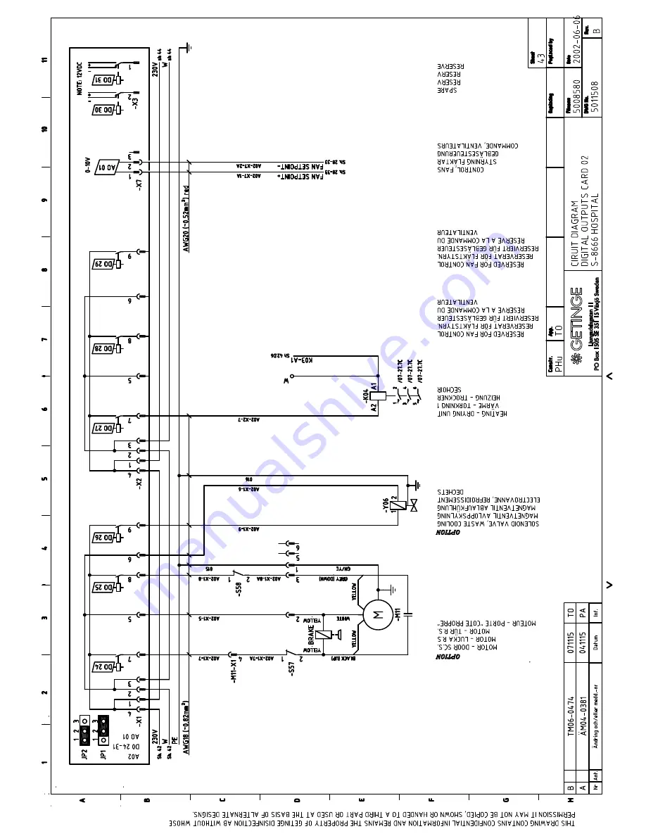 Getinge 86 SERIES Technical Manual Download Page 170