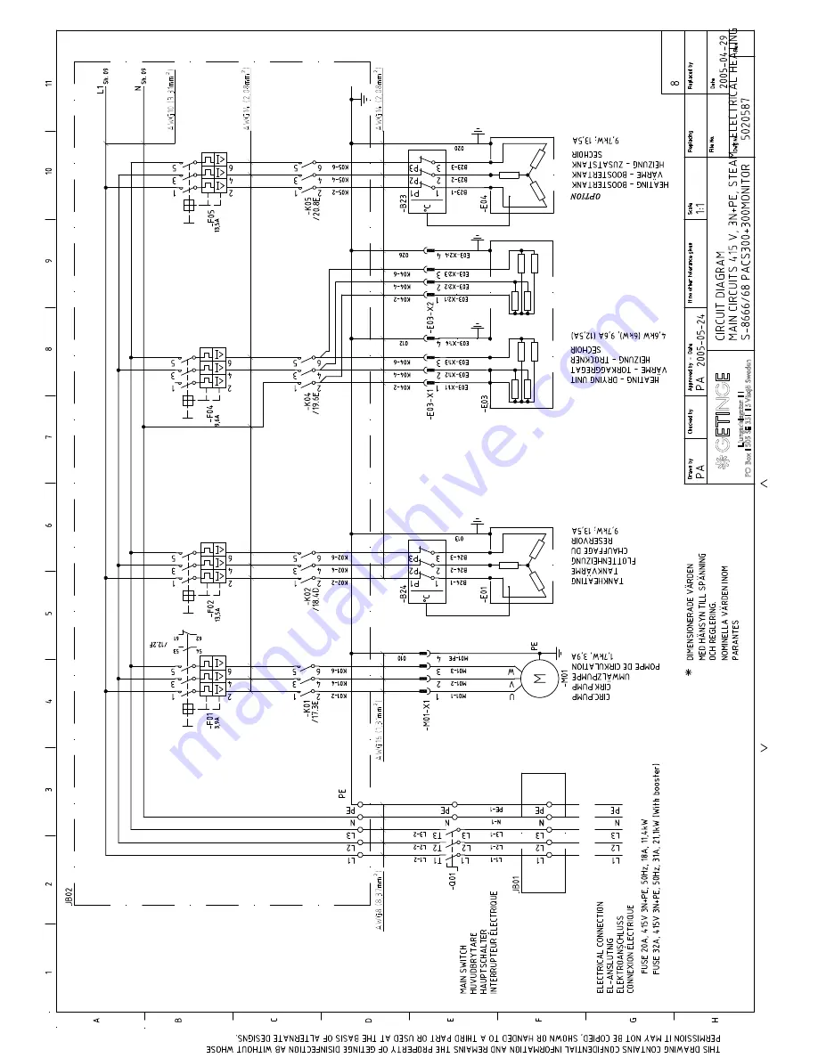 Getinge 86 SERIES Technical Manual Download Page 182