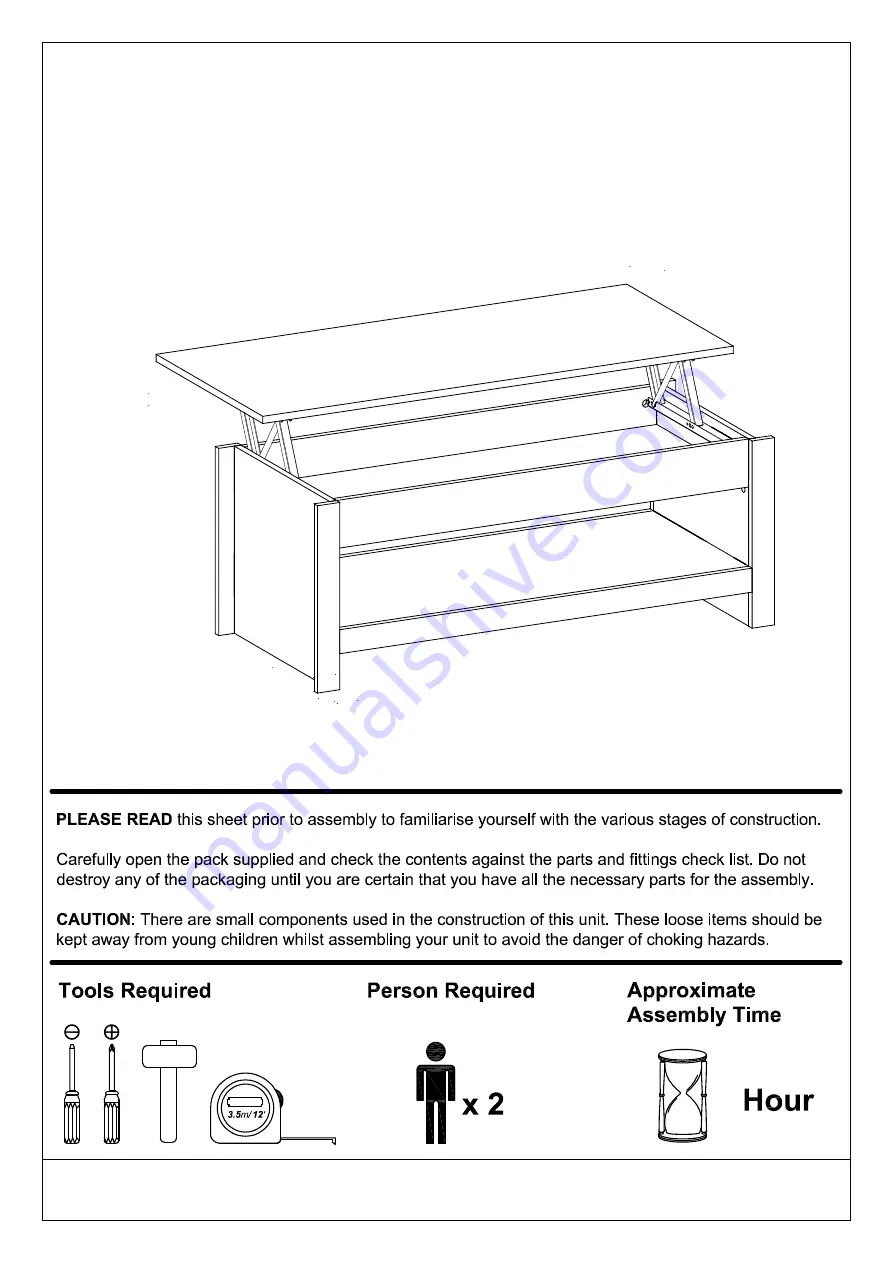 GFW LANCASTER LIFT UP COFFEE TABLE Скачать руководство пользователя страница 1