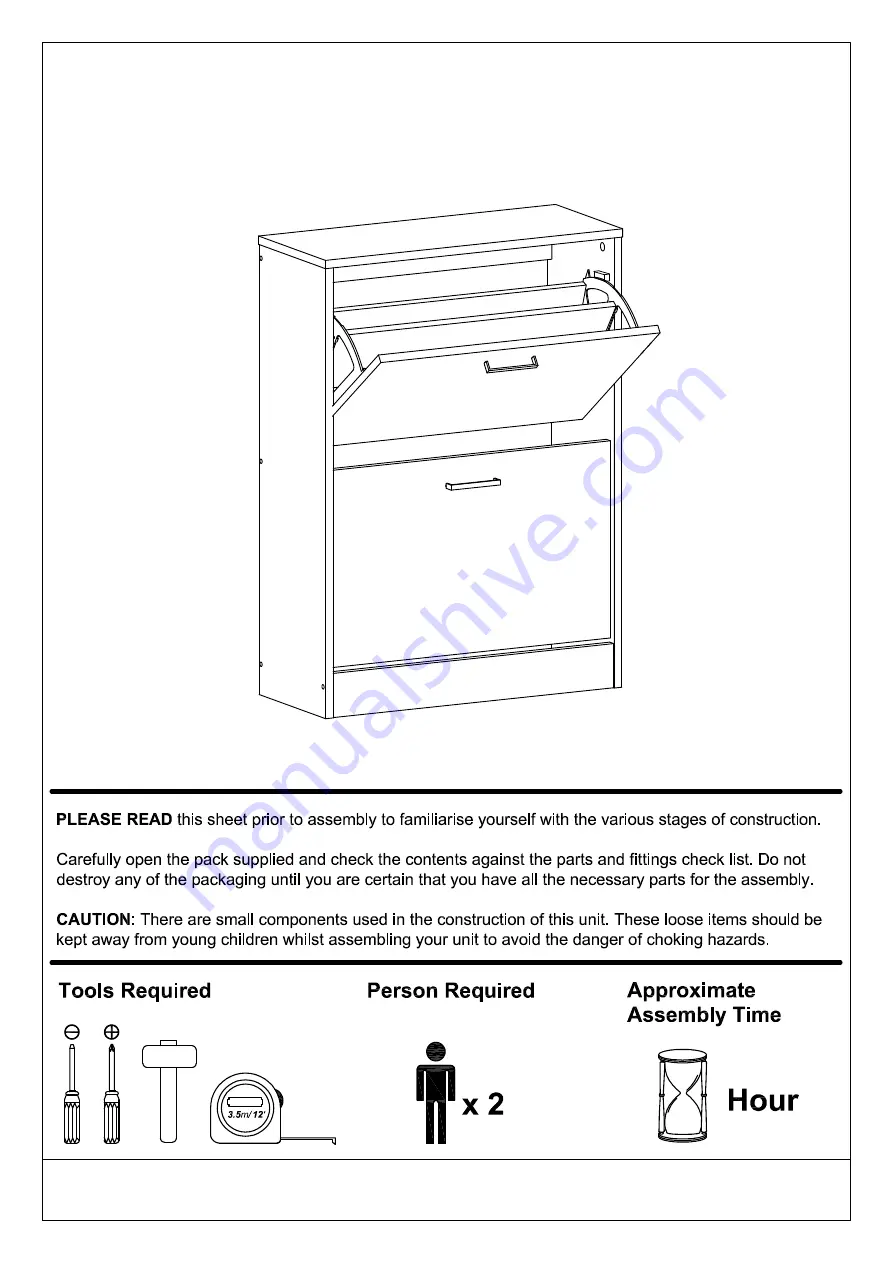 GFW STIRLING 2 TIER SHOE CABINET Manual Download Page 1