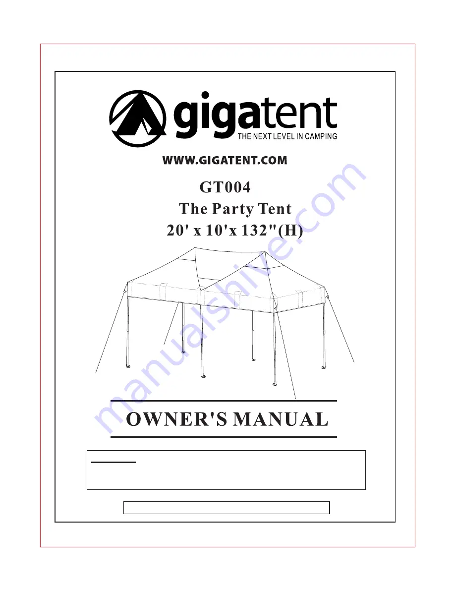 GigaTent GT004 Owner'S Manual Download Page 1