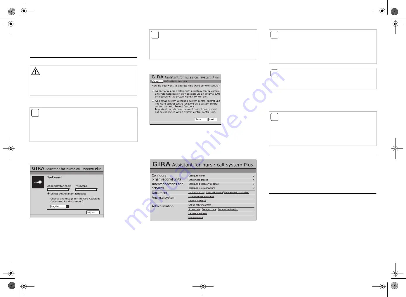 Gira Ward control centre Plus 5971 00 Short Instructions Download Page 2