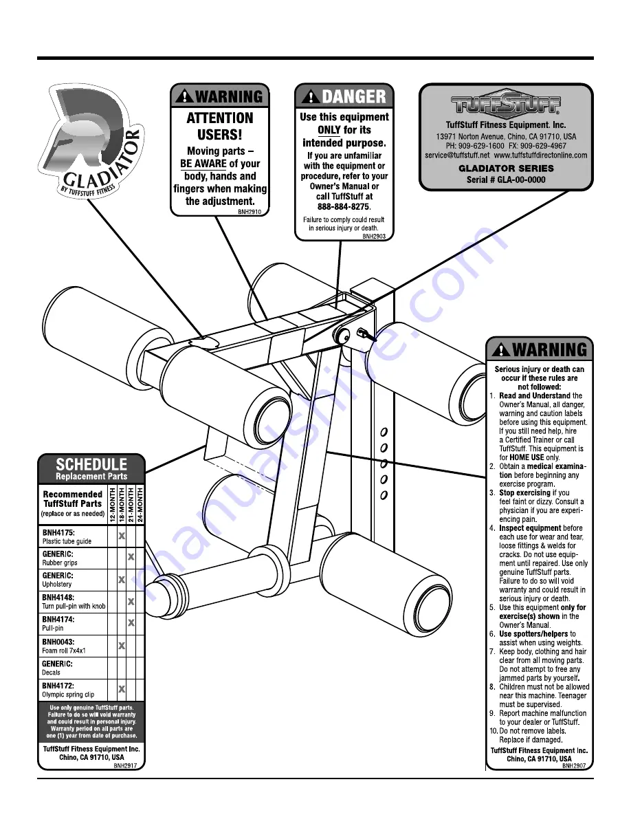 Gladiator ELC-18 Owner'S Manual & Assembly Instructions Download Page 3