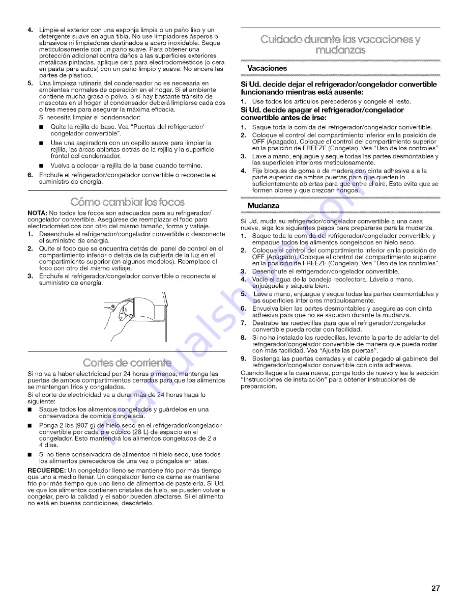 Gladiator FREEZERATOR GAFZ21XXRK02 Use And Care Manual Download Page 27