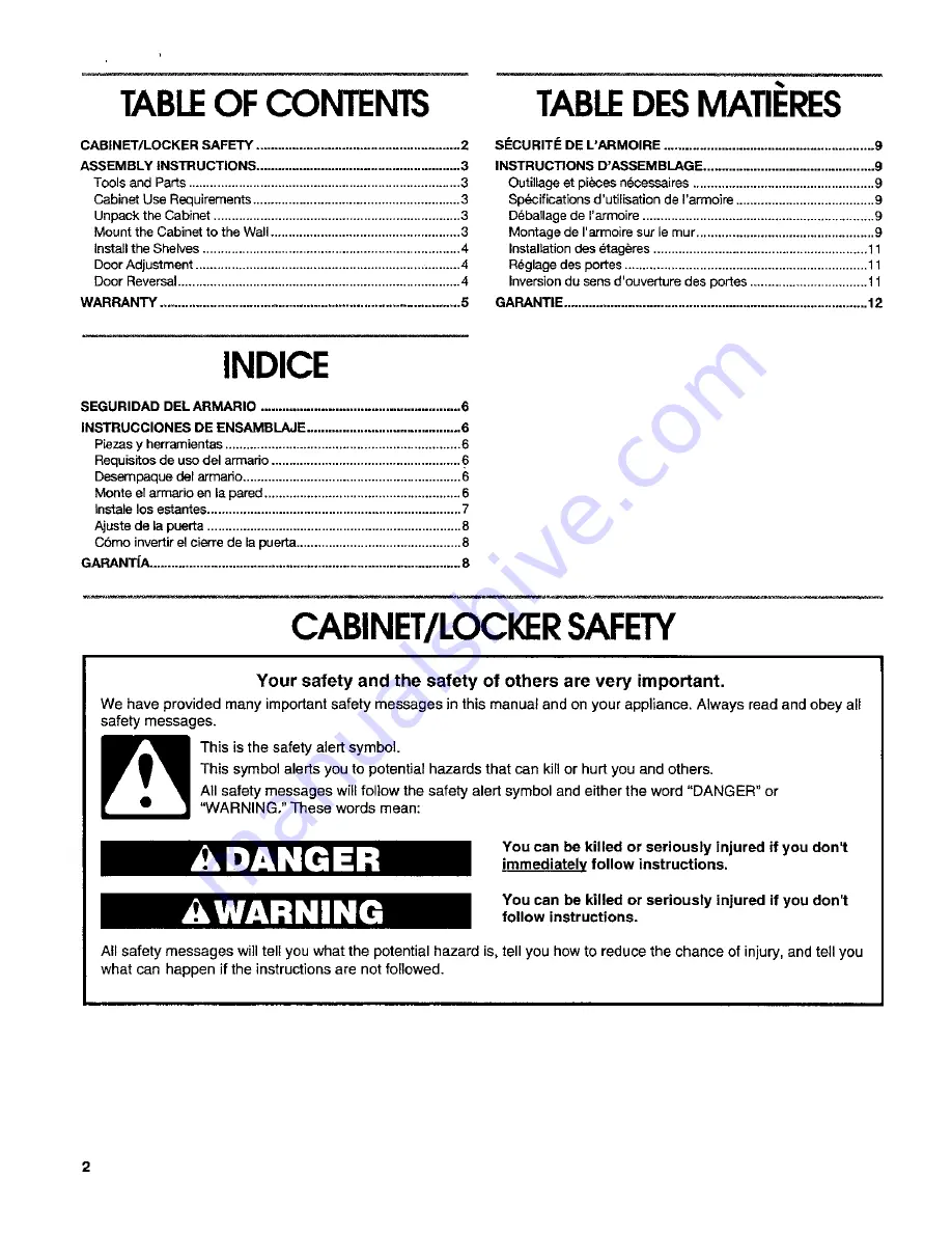 Gladiator GAWG302DPG00 Assembly Instructions Manual Download Page 2