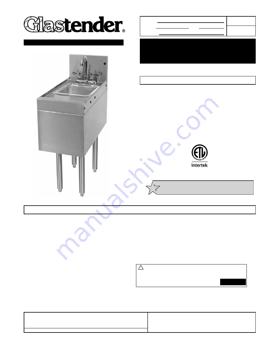 Glastender SWA-12 Manual Download Page 1