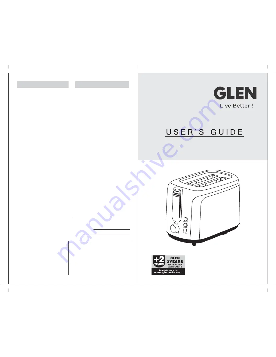 Glen GL 3019 User Manual Download Page 1