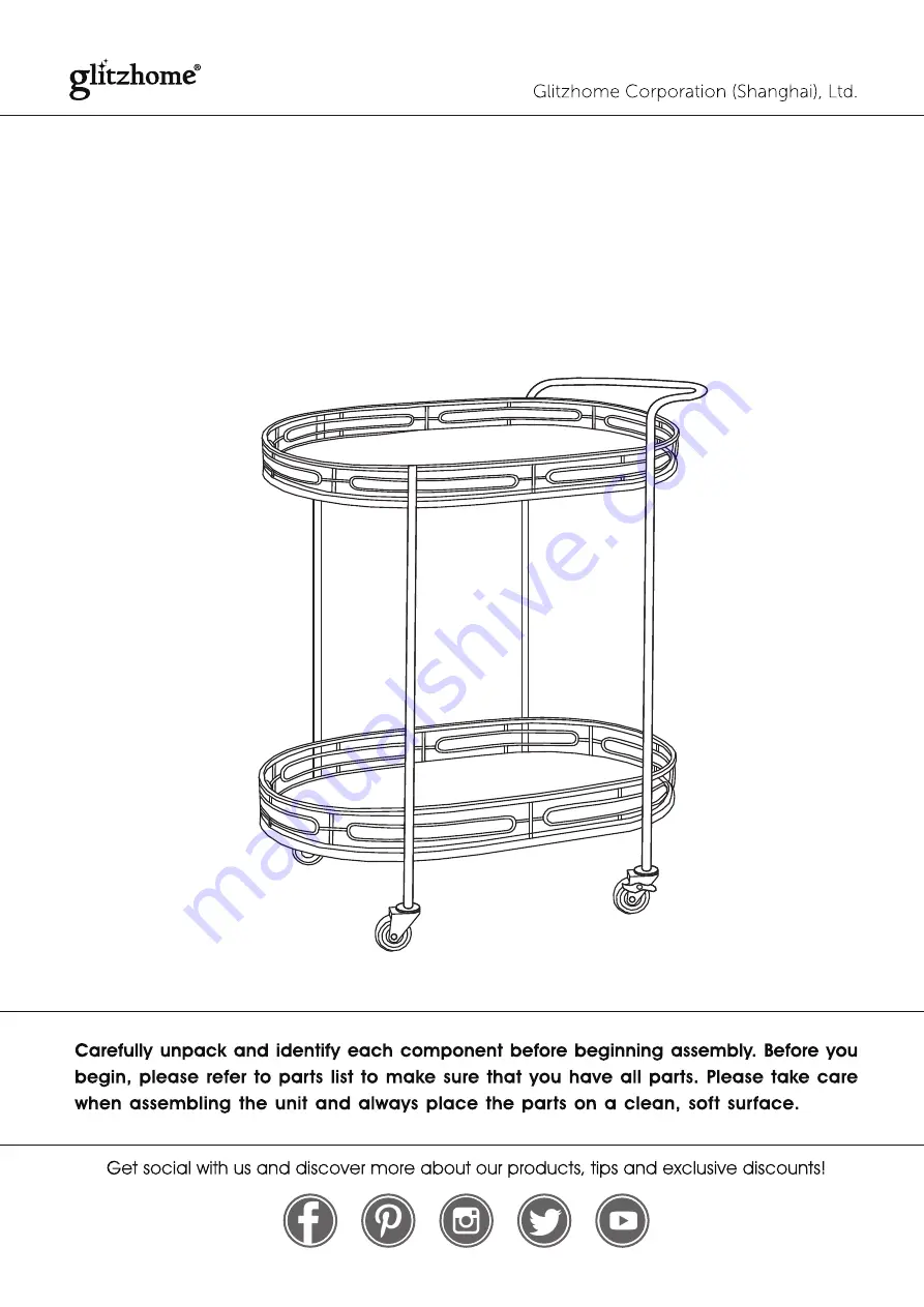 GLITZHOME BAR CART Assembly Instruction Download Page 1