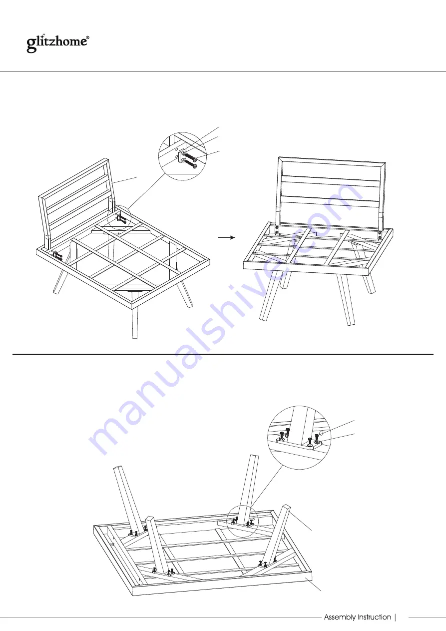 GLITZHOME Patio Gray Aluminum Sectional Assembly Instruction Manual Download Page 5