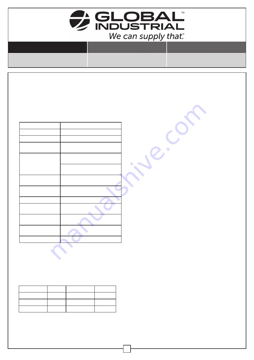 Global Industrial 412651 Скачать руководство пользователя страница 1