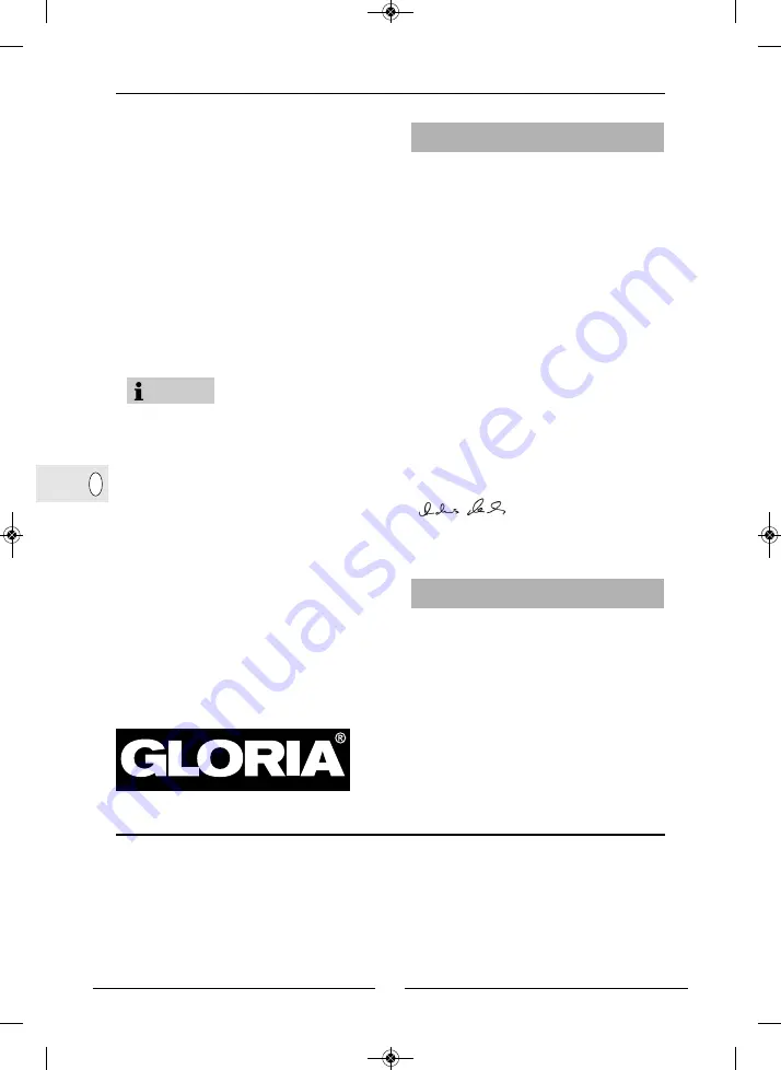 Gloria 000290.0000 User Manual Download Page 44