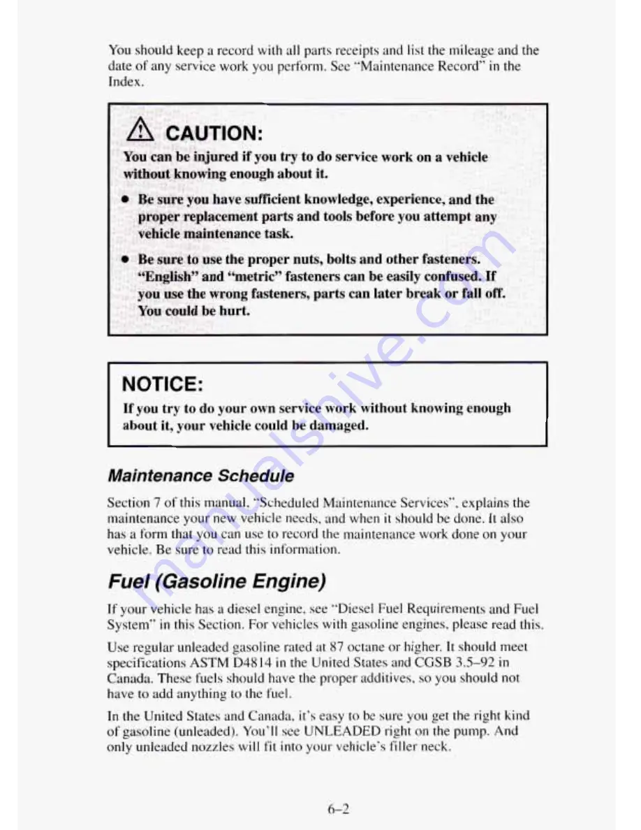 GMC 1995 Suburban Owner'S Manual Download Page 284