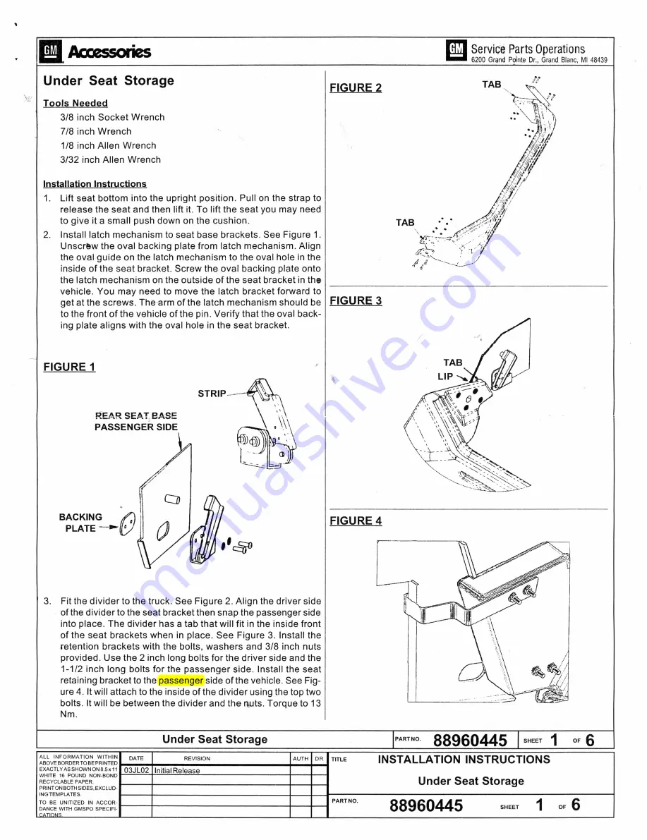 GMC 88960445 Installation Instructions Manual Download Page 1