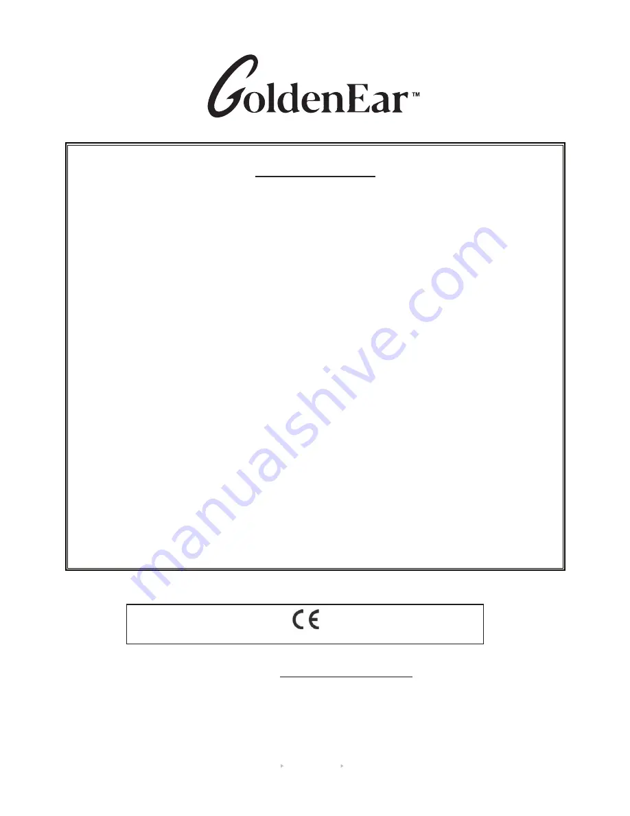 GoldenEar Technology ForceField 30 Owner'S Manual Download Page 15