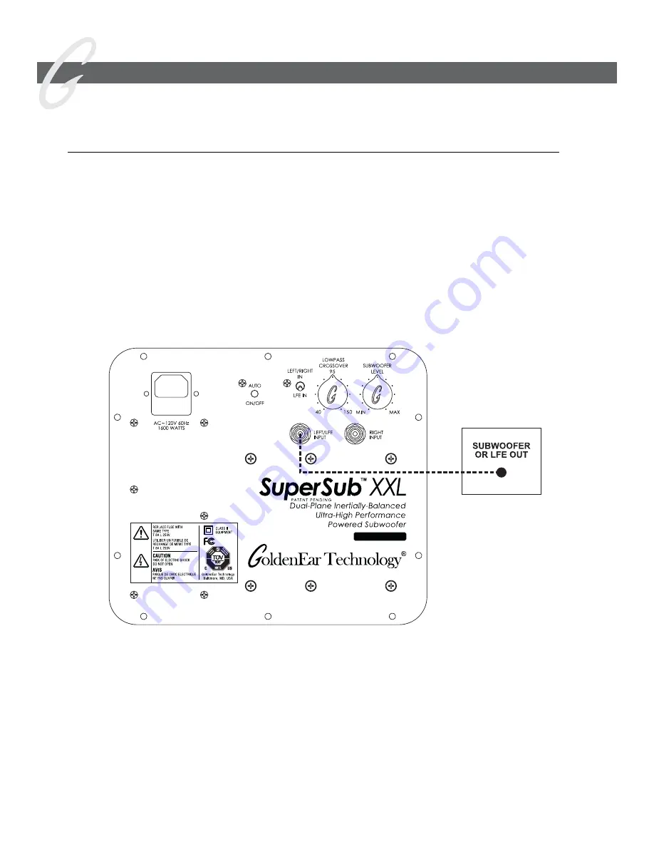 GoldenEar Technology SuperSub Series Owner'S Manual Download Page 10