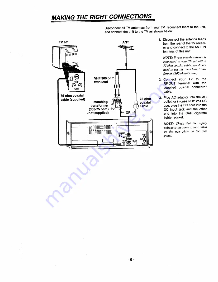 Goldstar GVP-F130 Owner'S Manual Download Page 6