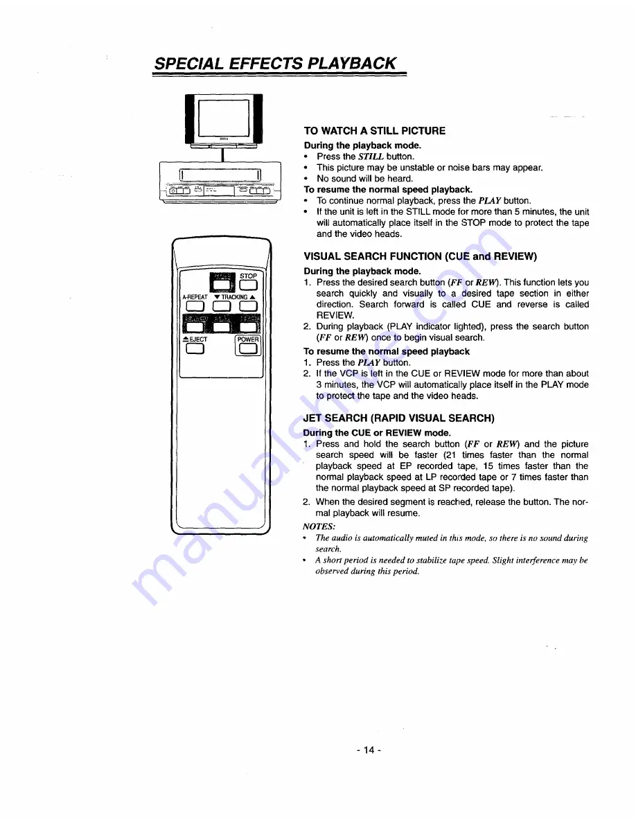 Goldstar GVP-F130 Owner'S Manual Download Page 14