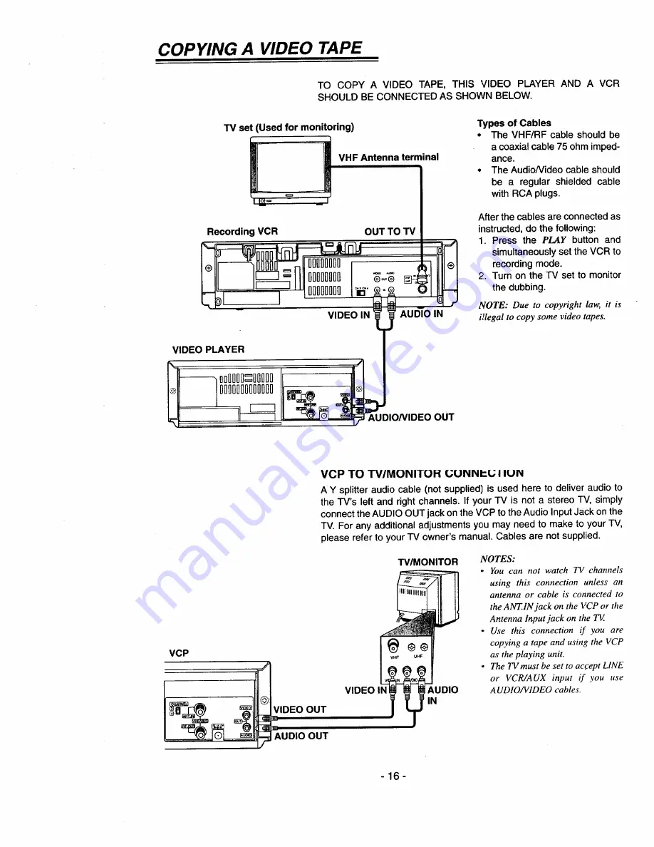 Goldstar GVP-F130 Owner'S Manual Download Page 16