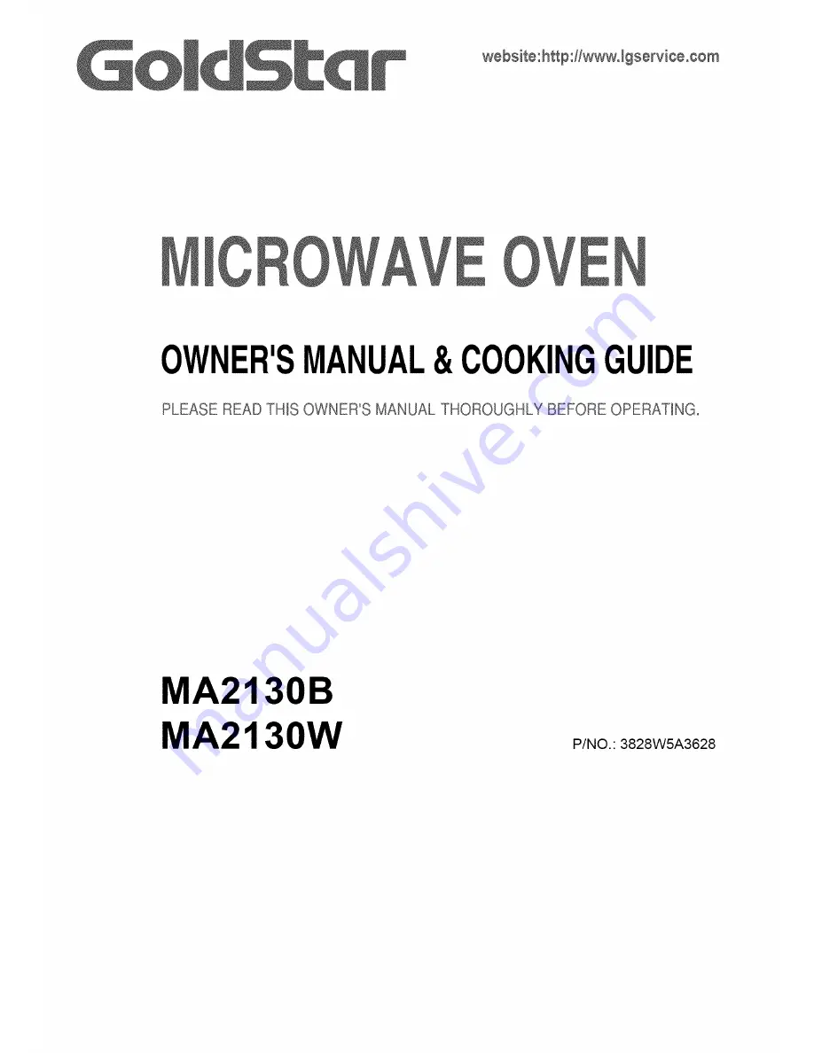 Goldstar MA2130B Owner'S Manual & Cooking Manual Download Page 1