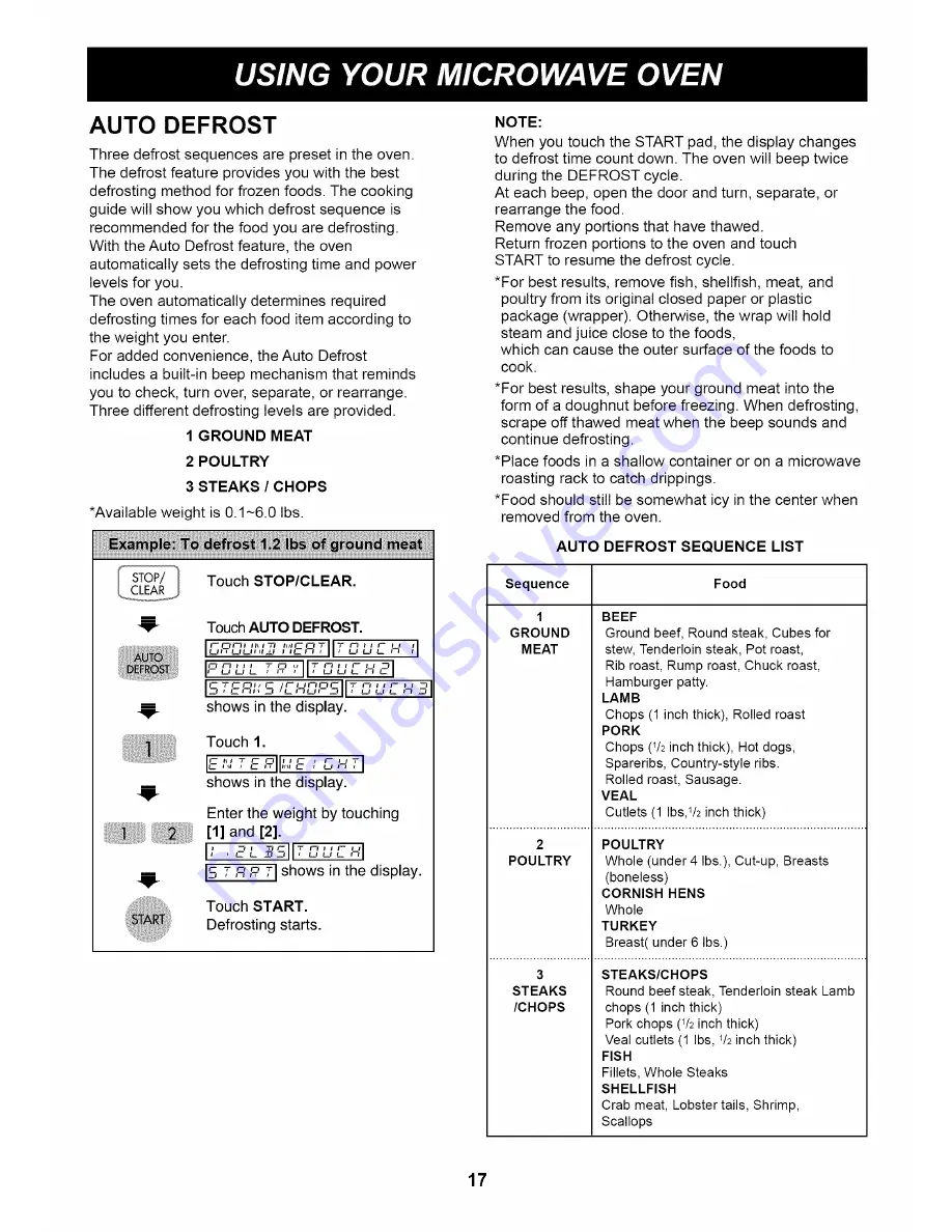 Goldstar MA2130B Owner'S Manual & Cooking Manual Download Page 17