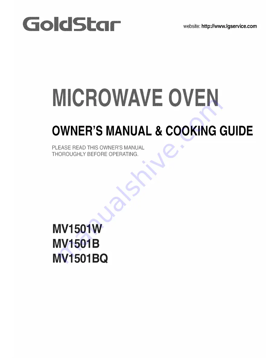 Goldstar MV1501B Owner'S Manual & Cooking Manual Download Page 1