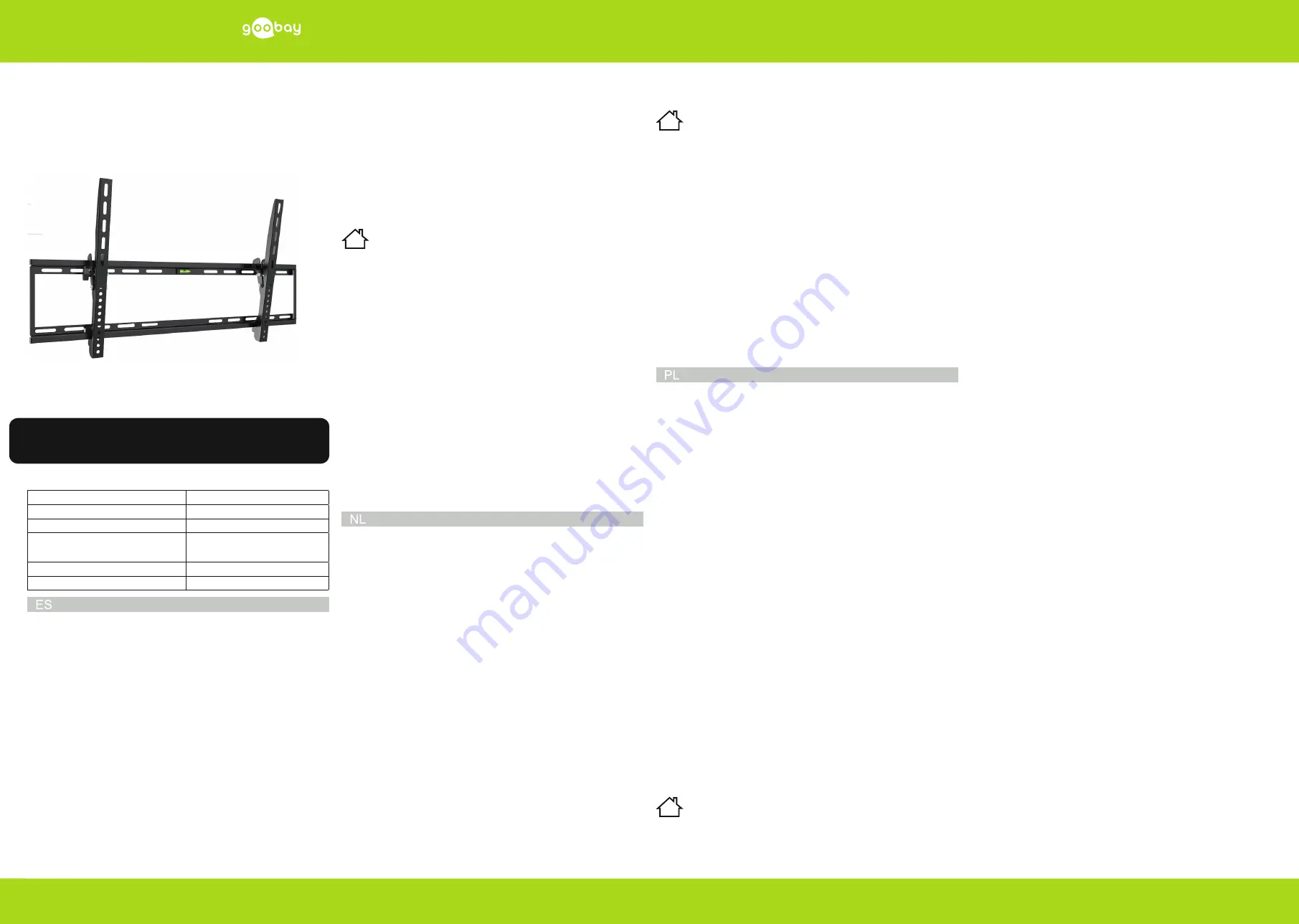 Goobay WH Basic Tilt XL Скачать руководство пользователя страница 3