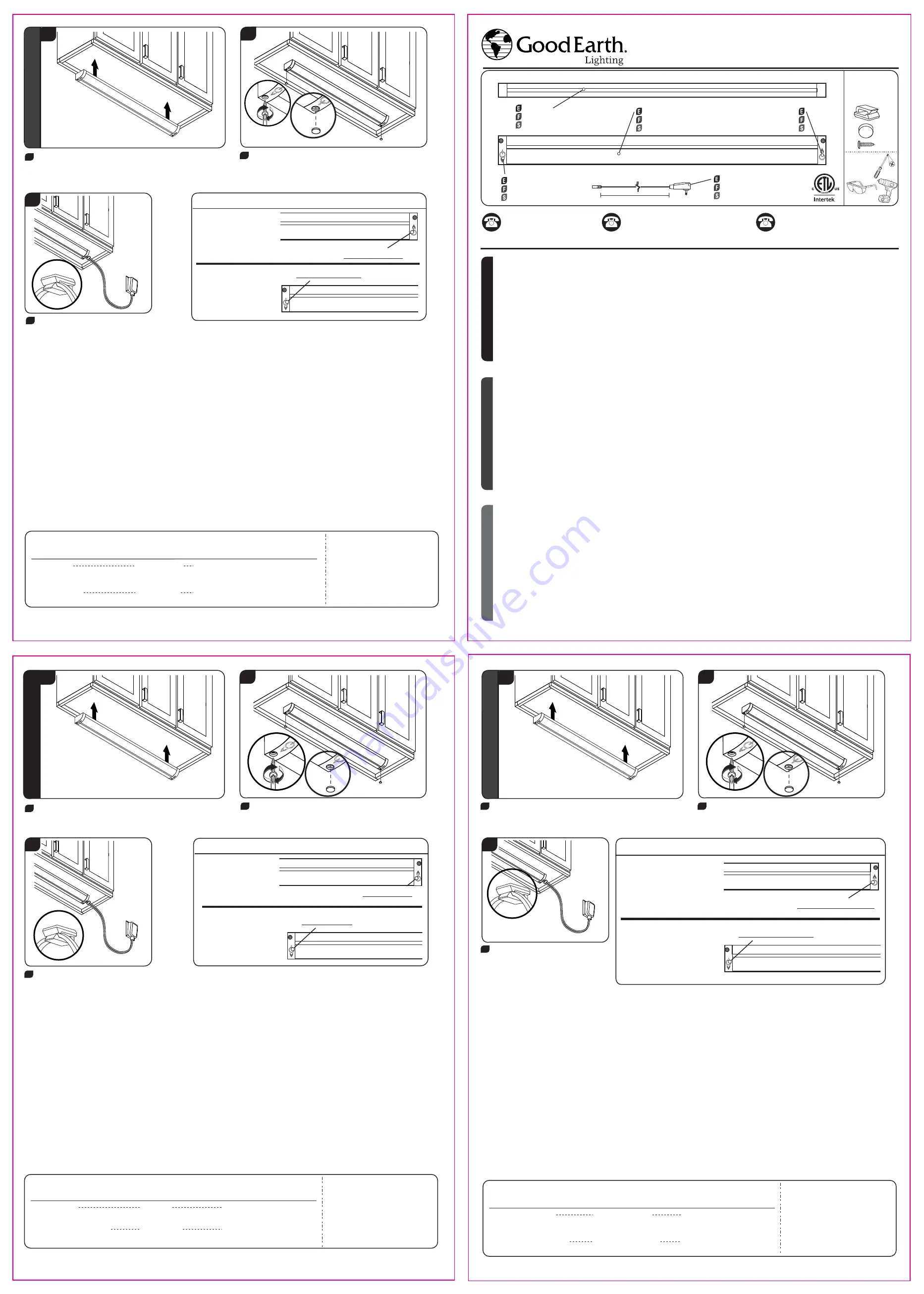 Good Earth Lighting UC1181-AL3-18LF0-G Quick Start Manual Download Page 1